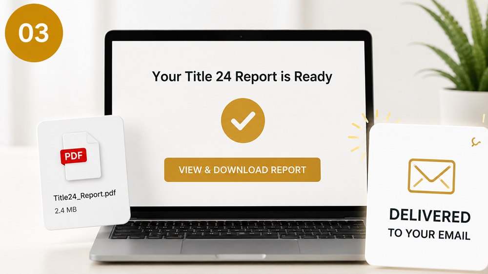 The finished Title 24 report delivered by email